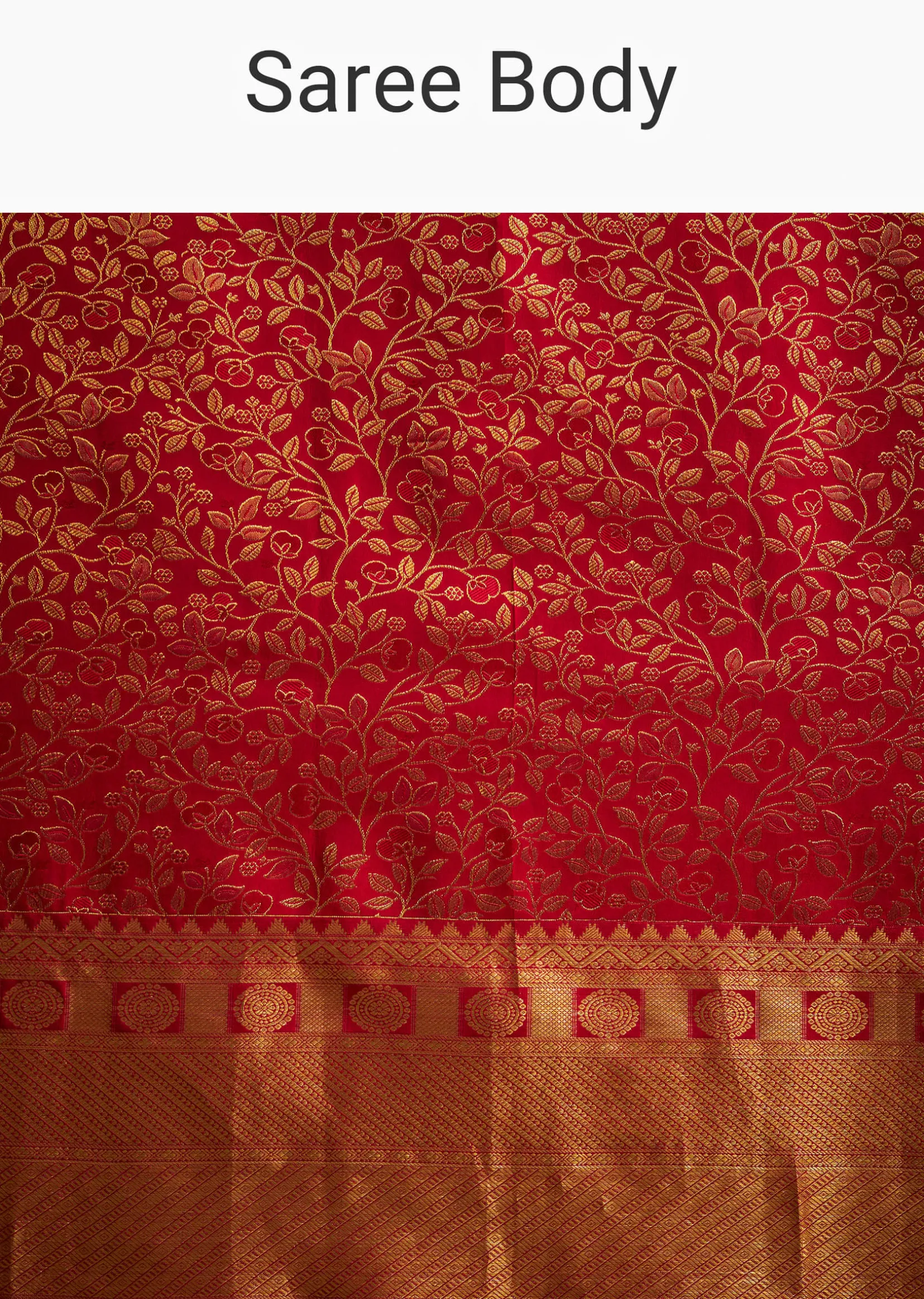Red Kanjivaram Silk Saree With Golden Zari Woven Border
