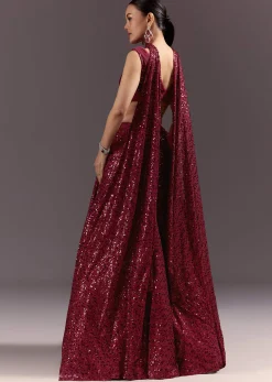 Red Lehenga Set With Embellished Dupatta And Tassels
