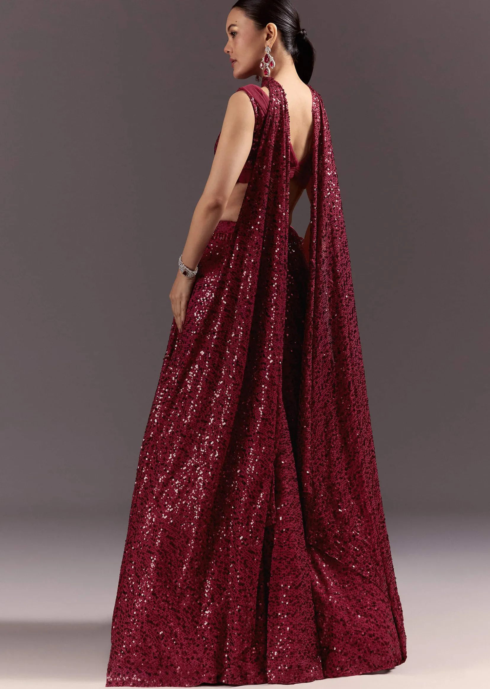 Red Lehenga Set With Embellished Dupatta And Tassels