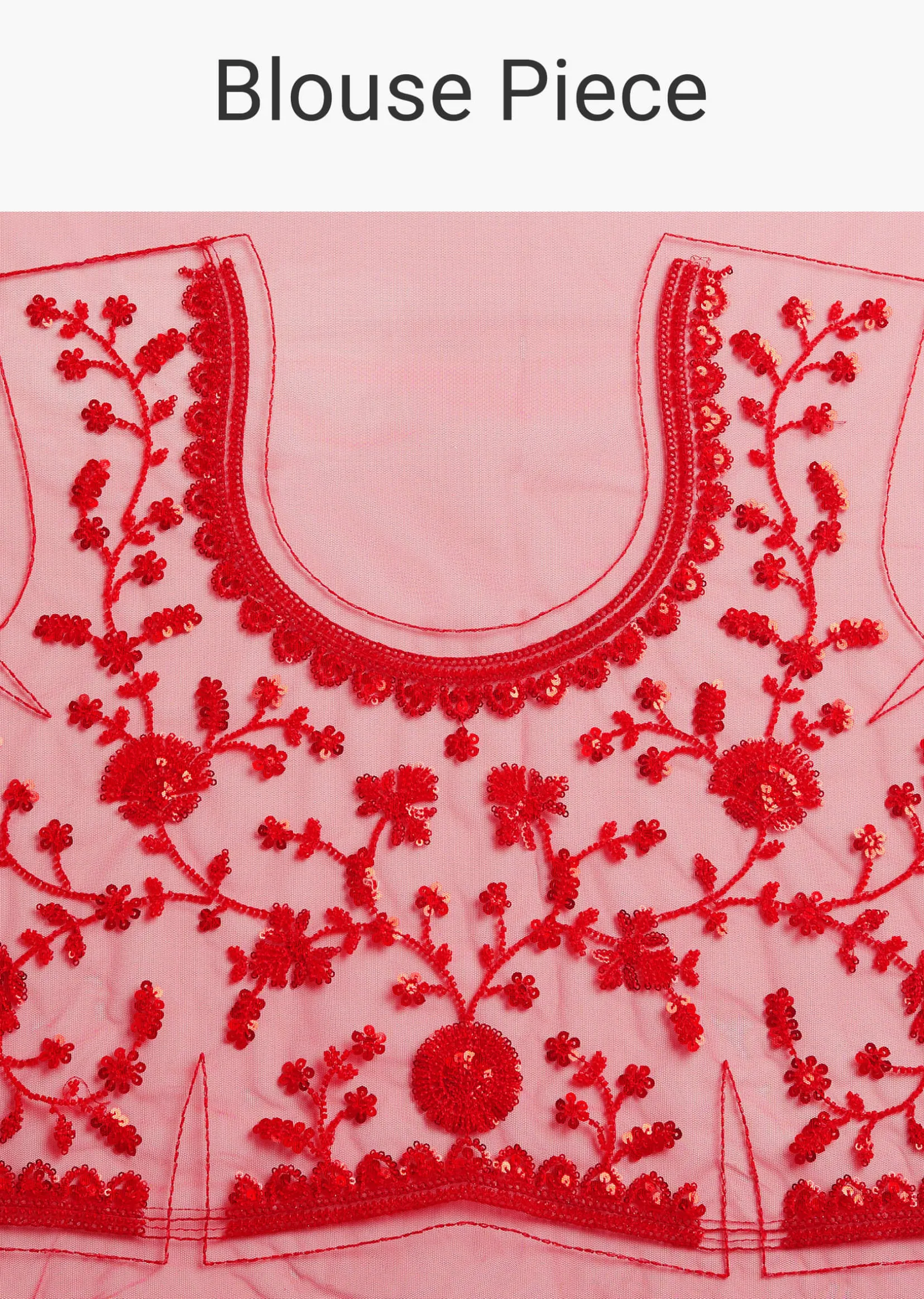 Red Net Saree With Sequins And Stones Embroidery