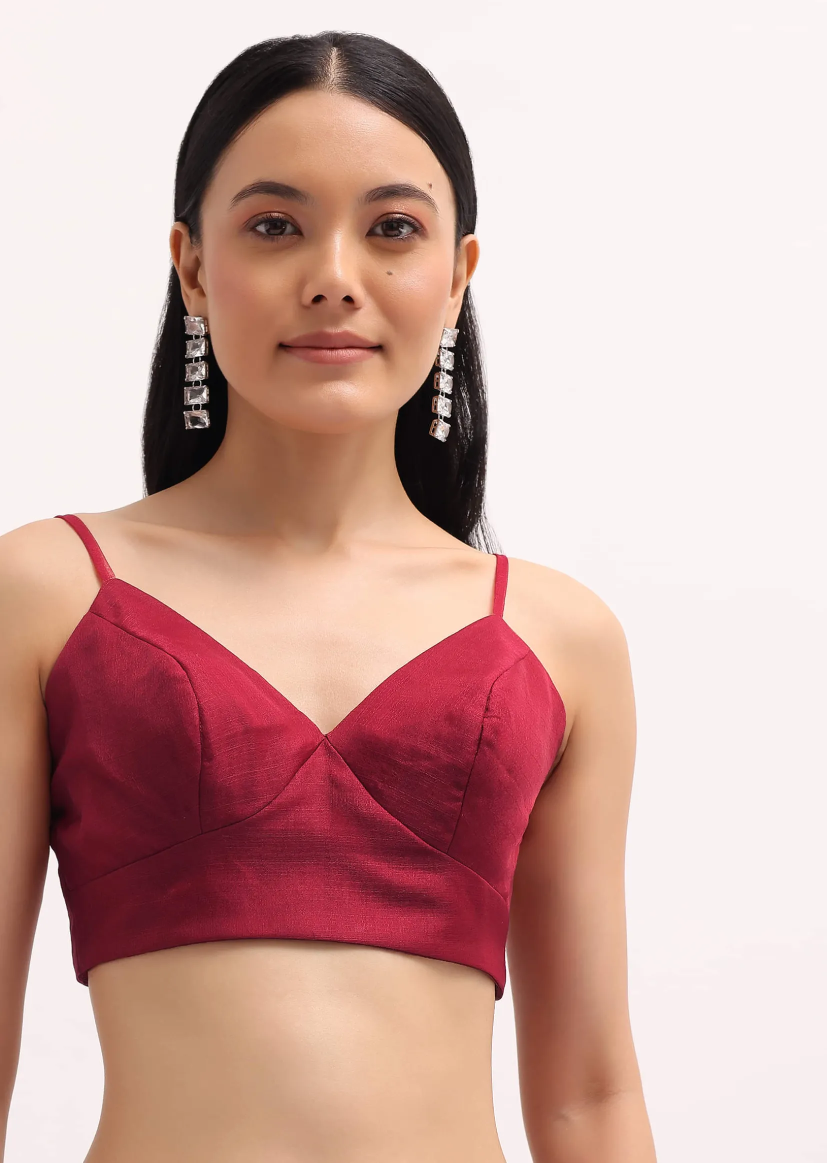 Red Organza Saree In Sequins With Unstitched Blouse