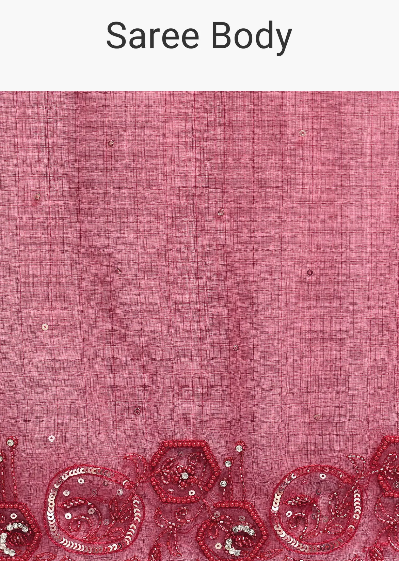 Red Organza Saree In Sequins With Unstitched Blouse