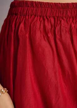 Red Patola And Bandhani Print Kurta Set With Banarasi Dupatta