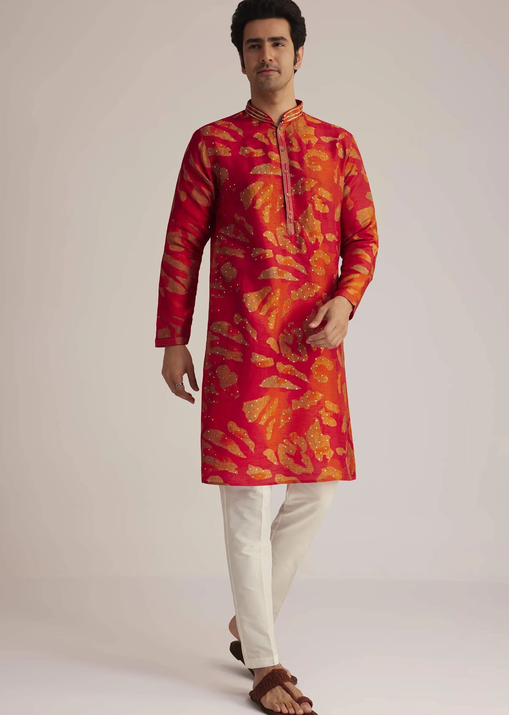 Red Printed Kurta Set