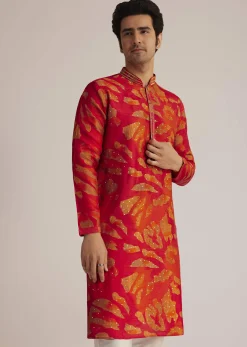 Red Printed Kurta Set