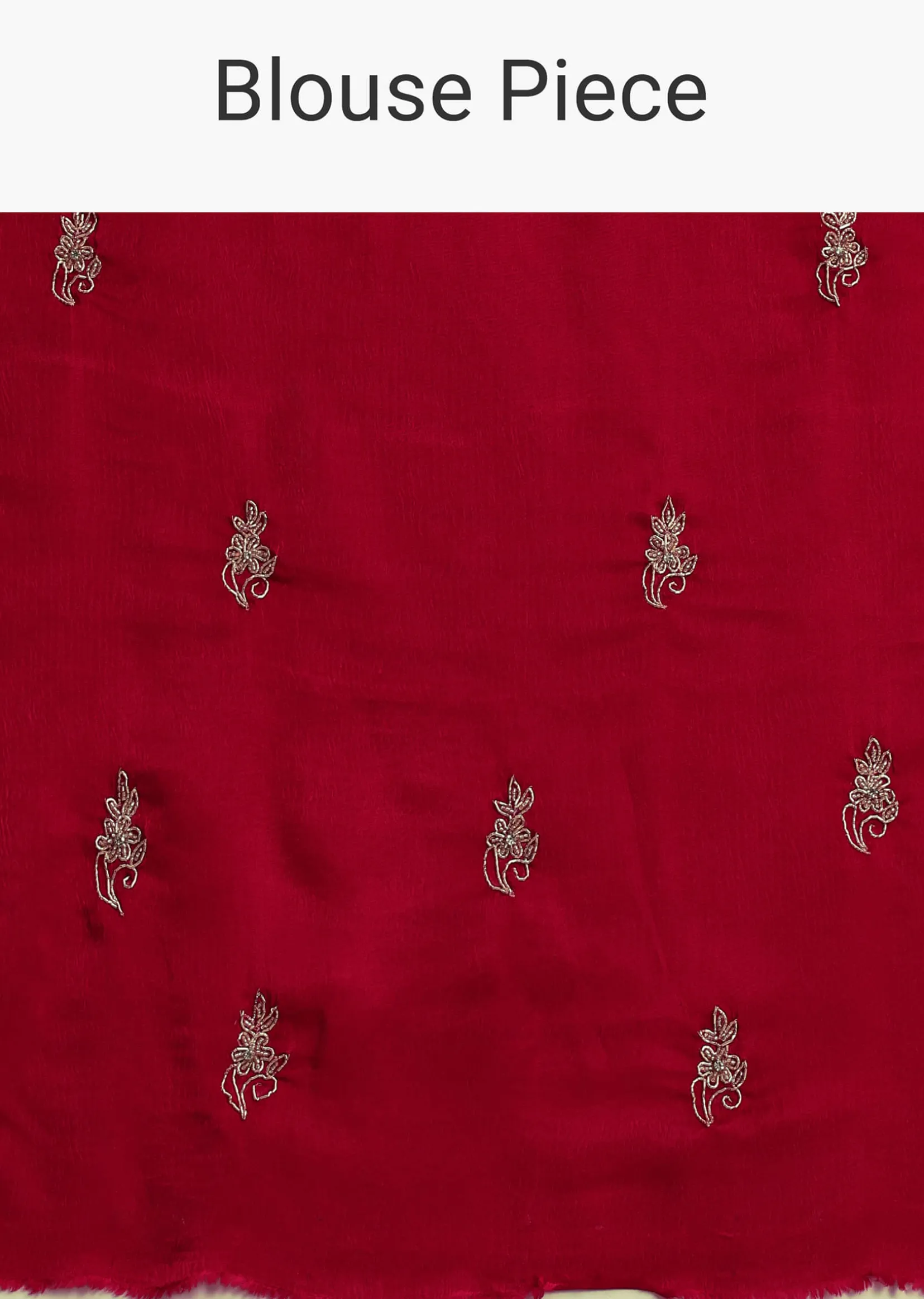 Red Satin Saree With Stone Embroidered Border And Unstitched Blouse