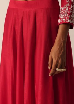 Red Sequin Embellished Kurti Palazzo Set
