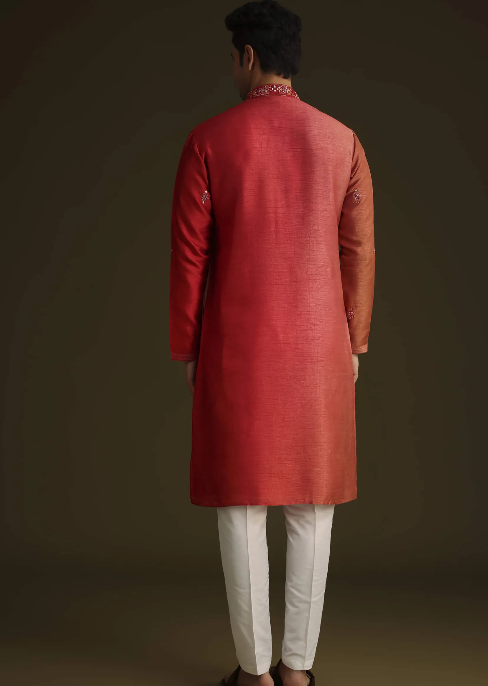 Red Silk Ombre Kurta Set