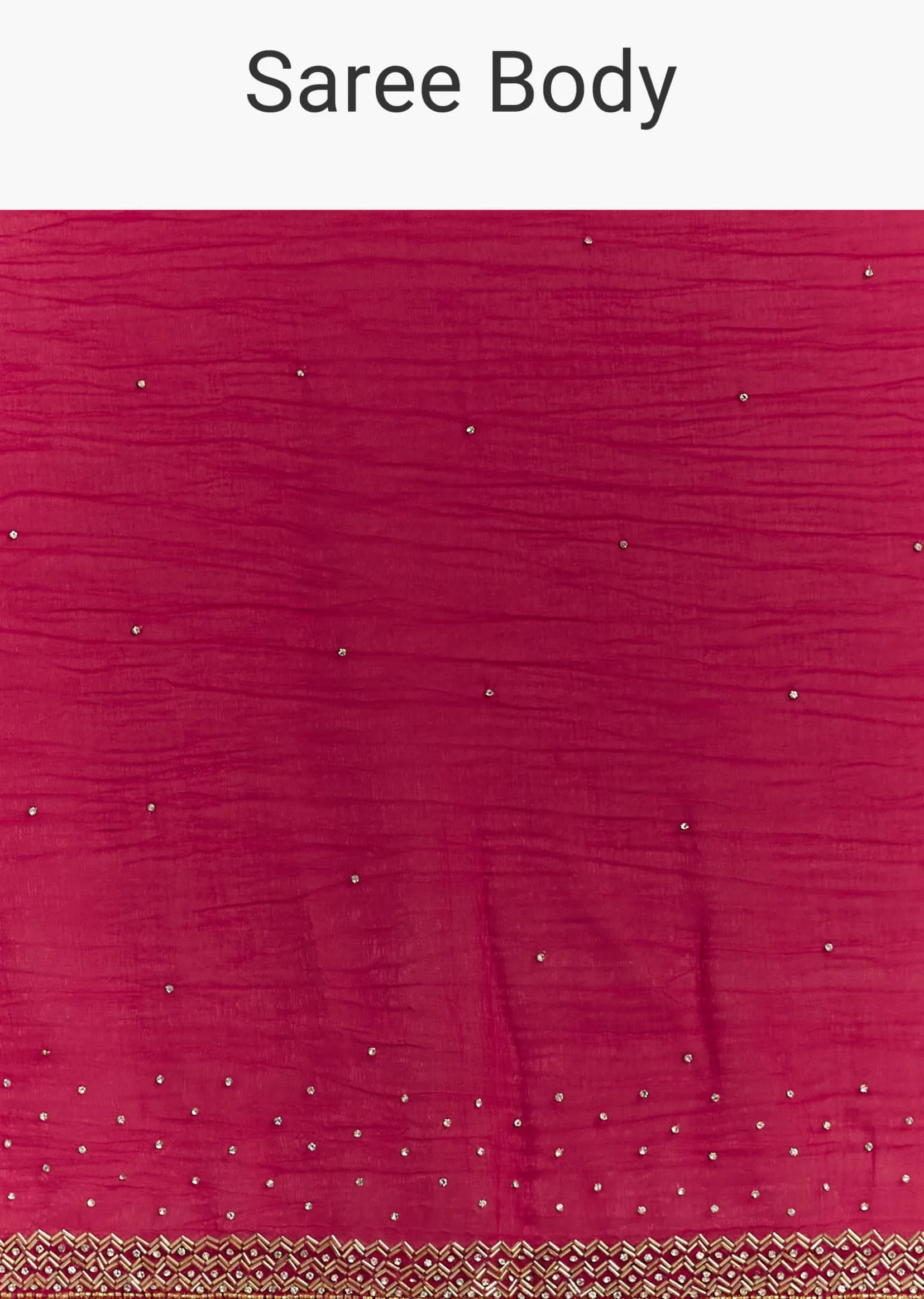 Red Stone Embellished Crushed Tissue Saree With Cutdana Embroidered Border