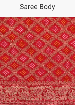 Red Woven Georgette Saree With Unstitched Blouse