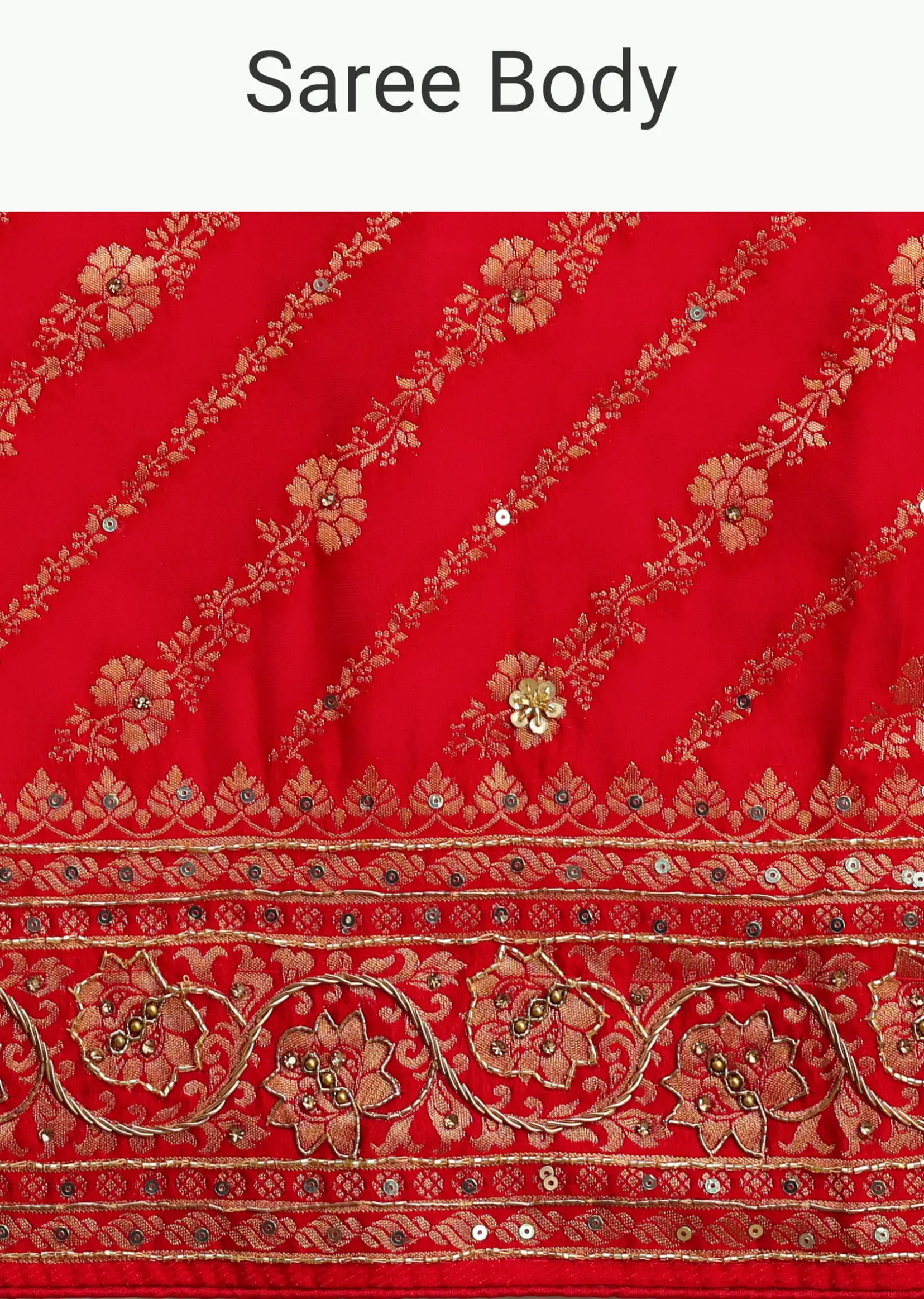 Red Zardosi Embroidered Saree With Unstitched Blouse