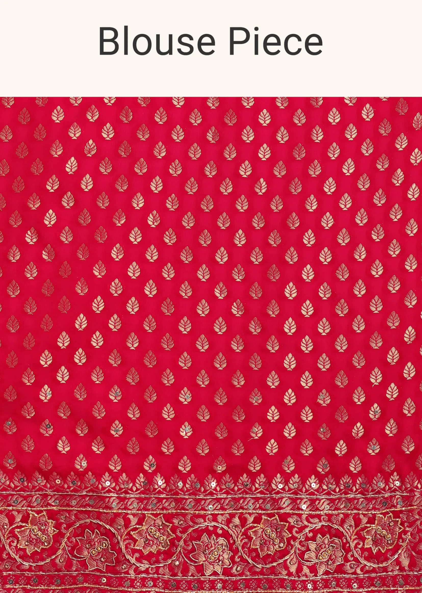 Red Zardosi Embroidered Saree With Unstitched Blouse
