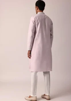 Regal Light Pink Silk Kurta Set For Men