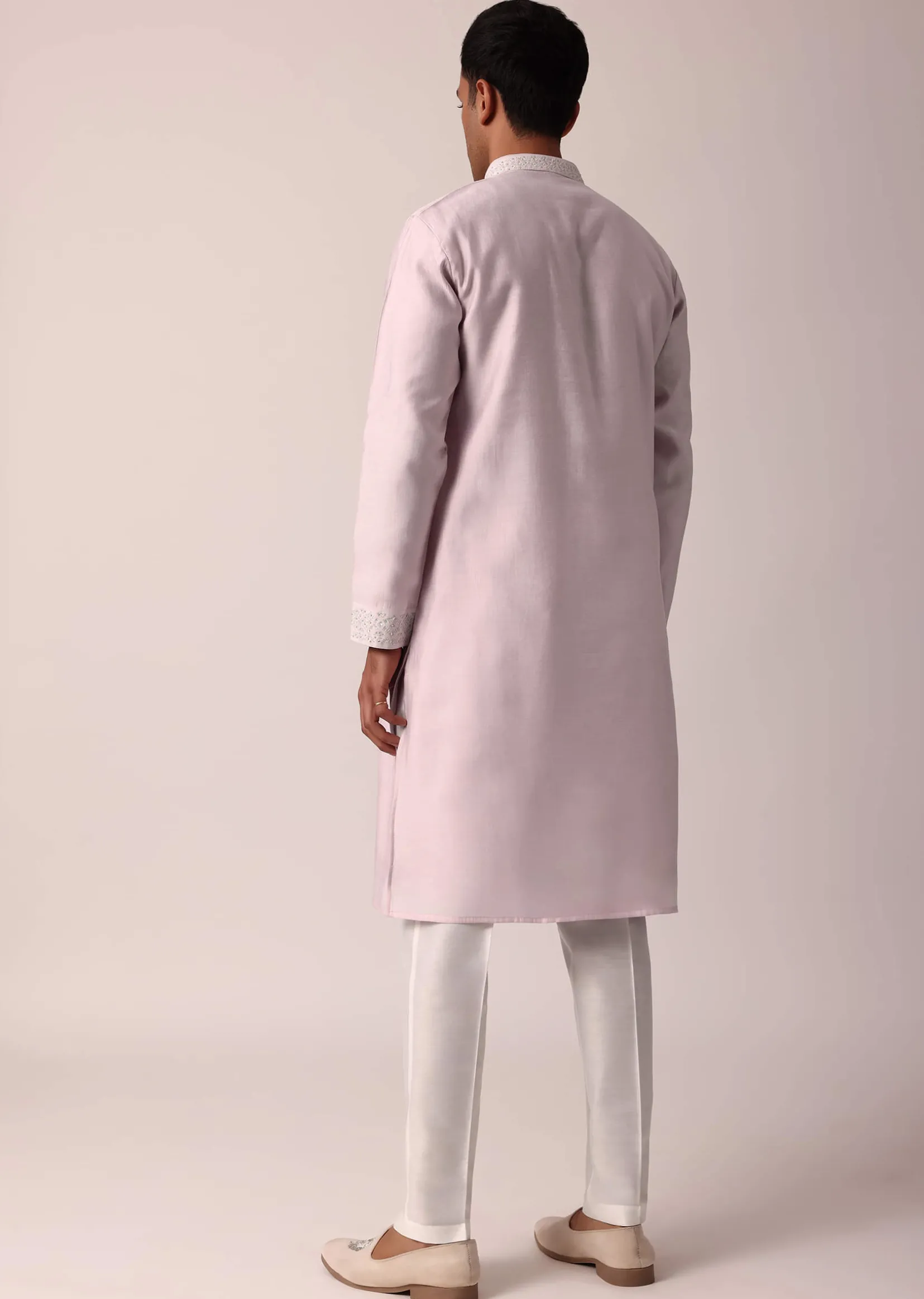 Regal Light Pink Silk Kurta Set For Men