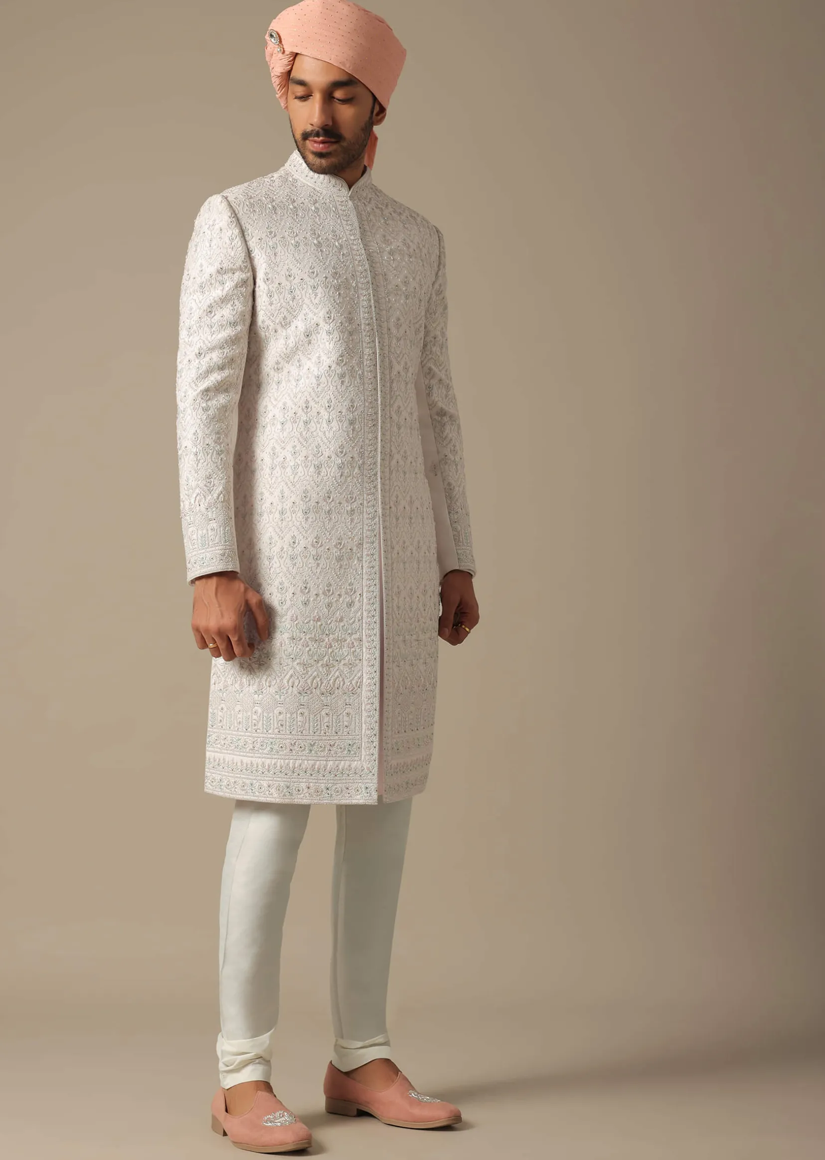 Regal Pink Grooms Sherwani Set