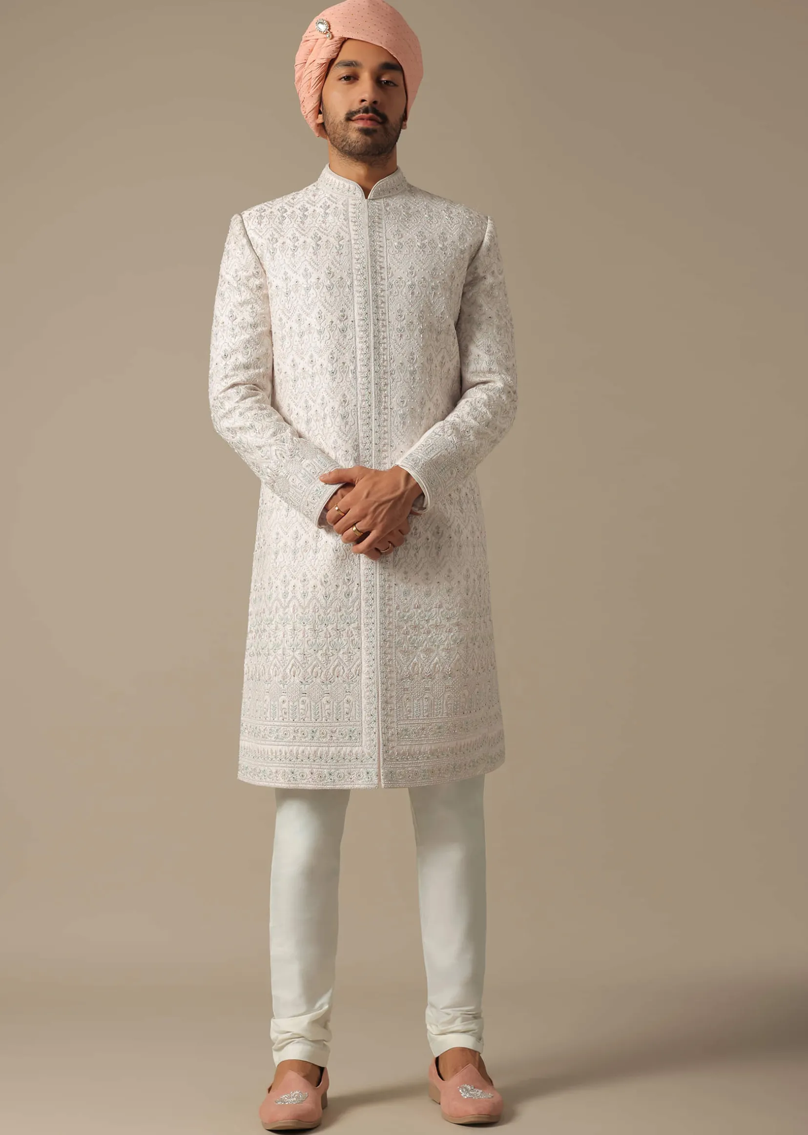 Regal Pink Grooms Sherwani Set