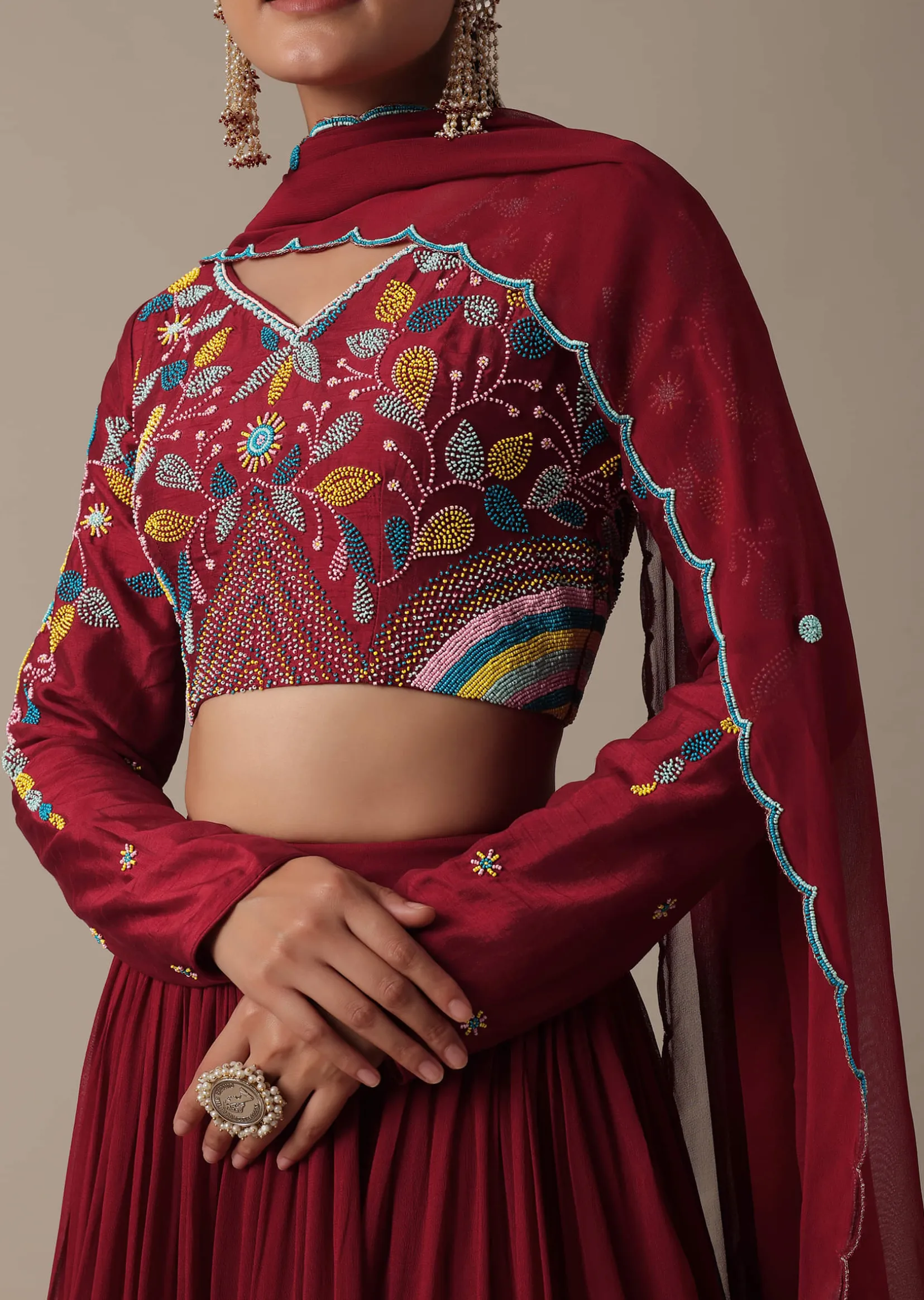Regal Red Silk Lehenga Set With Exquisite Embroidery
