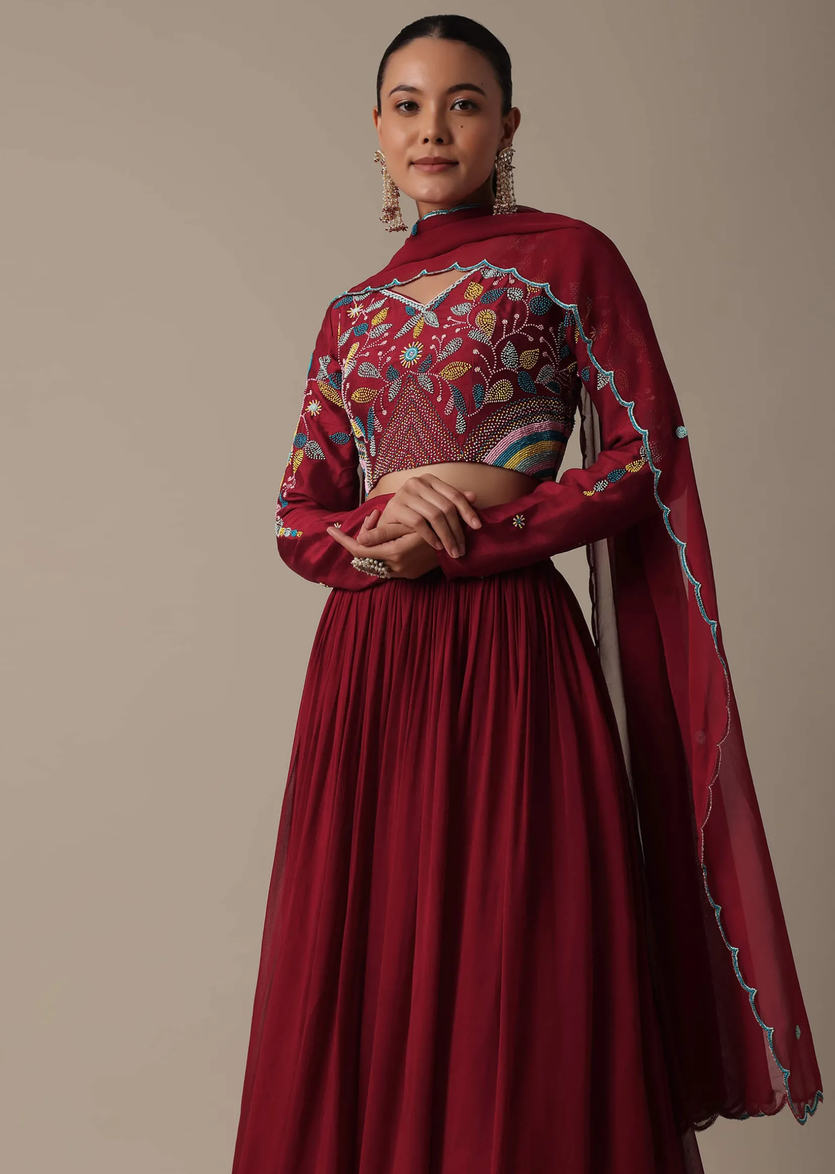 Regal Red Silk Lehenga Set With Exquisite Embroidery