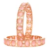 Rose Gold And Pink Kundan Polki Bangles In Mix Metal