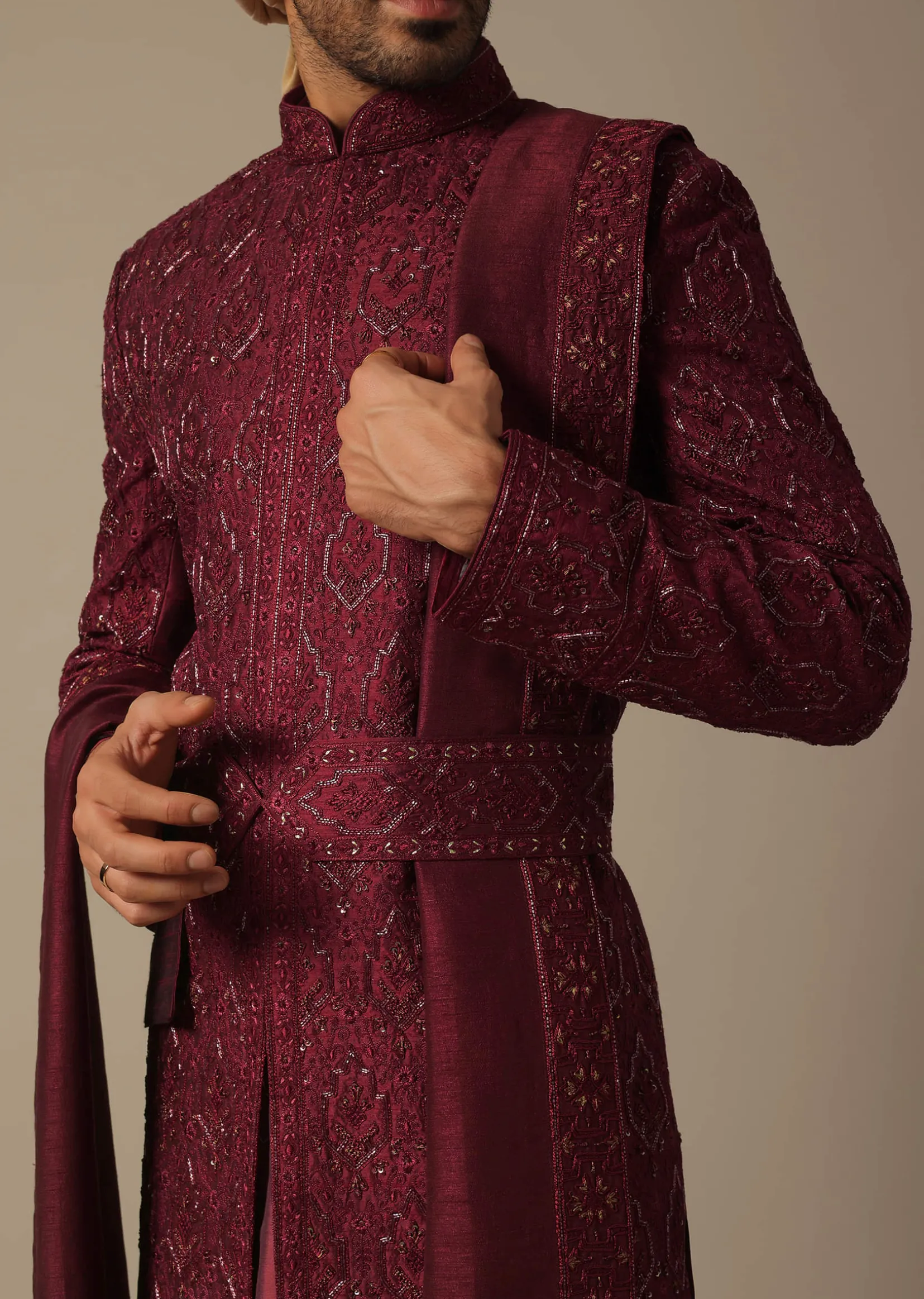 Royal Embroidered Grooms Sherwani Set