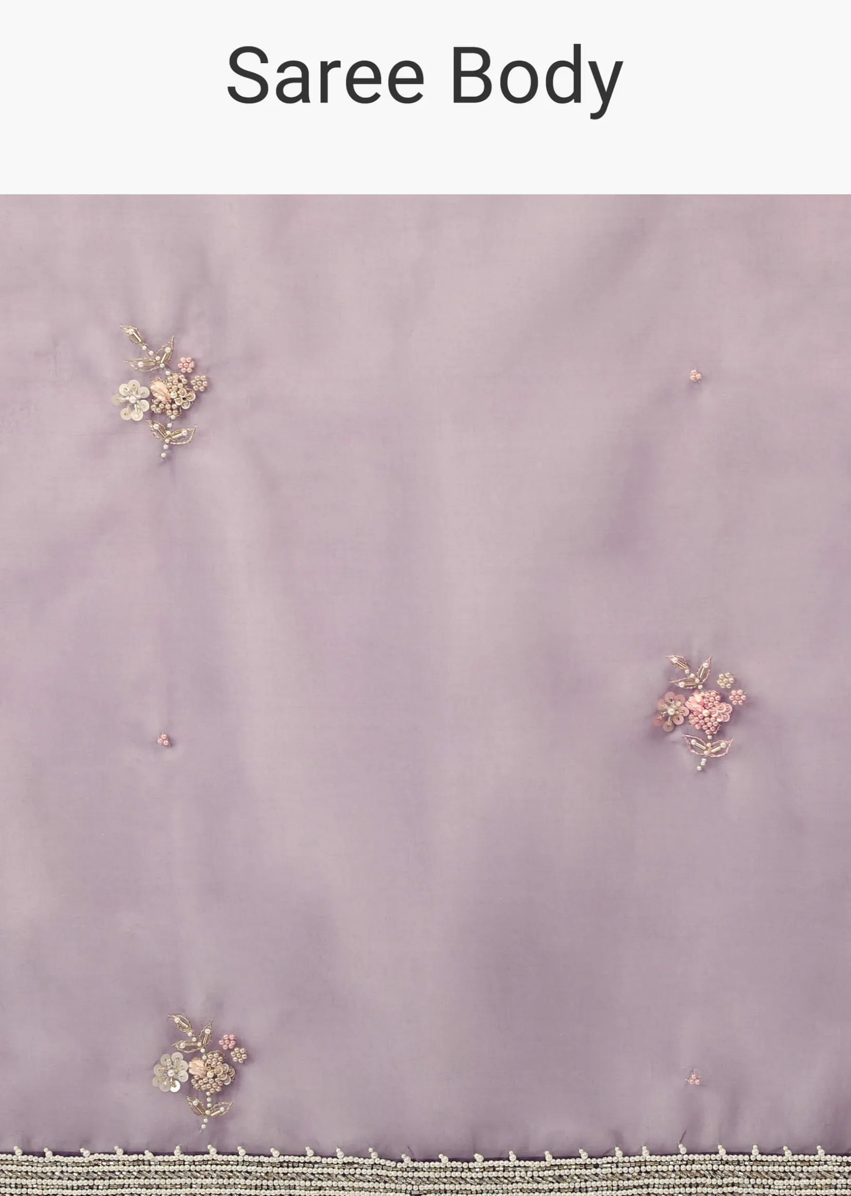 Royal Purple Saree In Organza With Moti, Resham And Cord Embroidered Floral Motifs On The Pallu