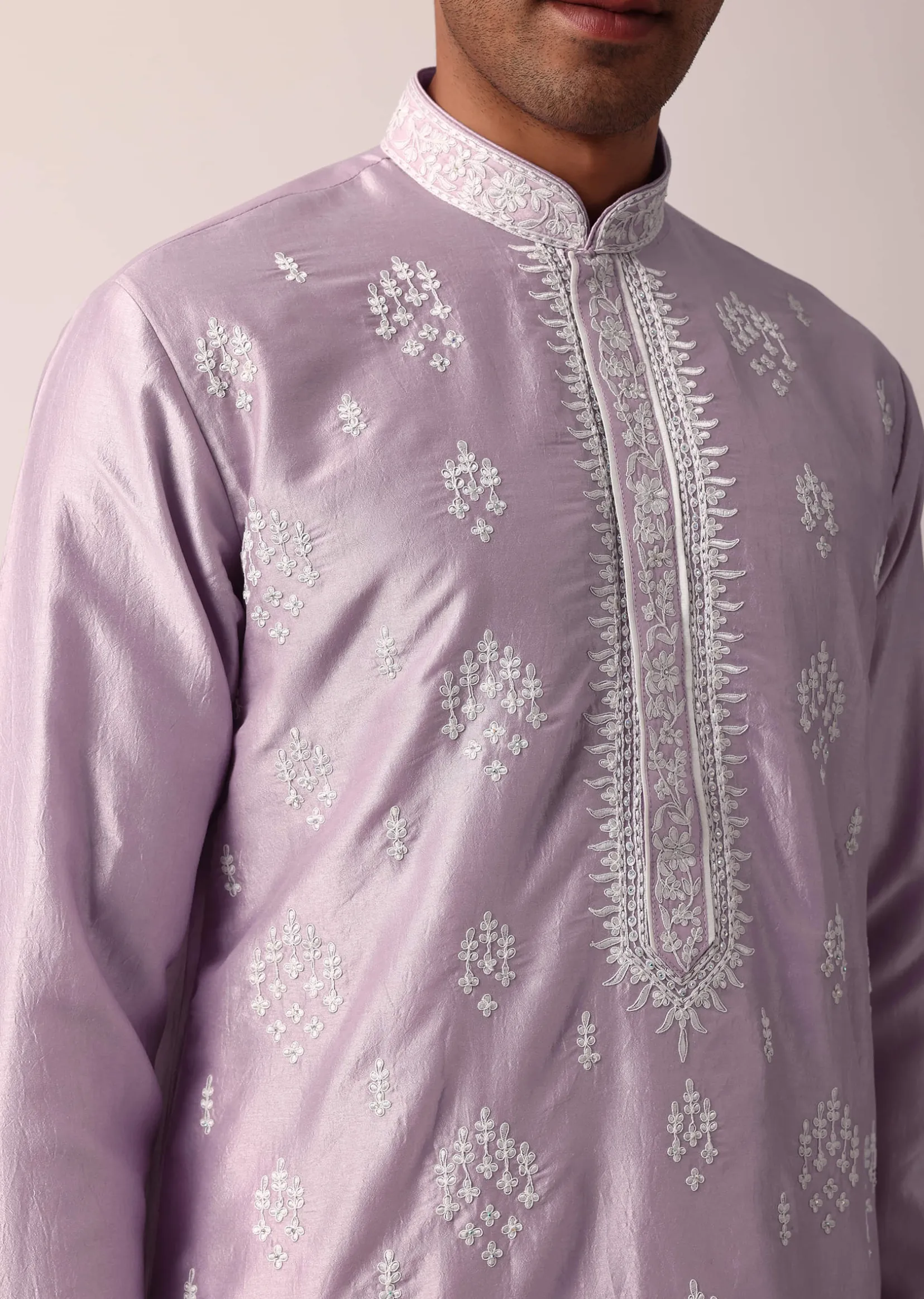 Royal Purple Silk Kurta Set With Exquisite Handwork