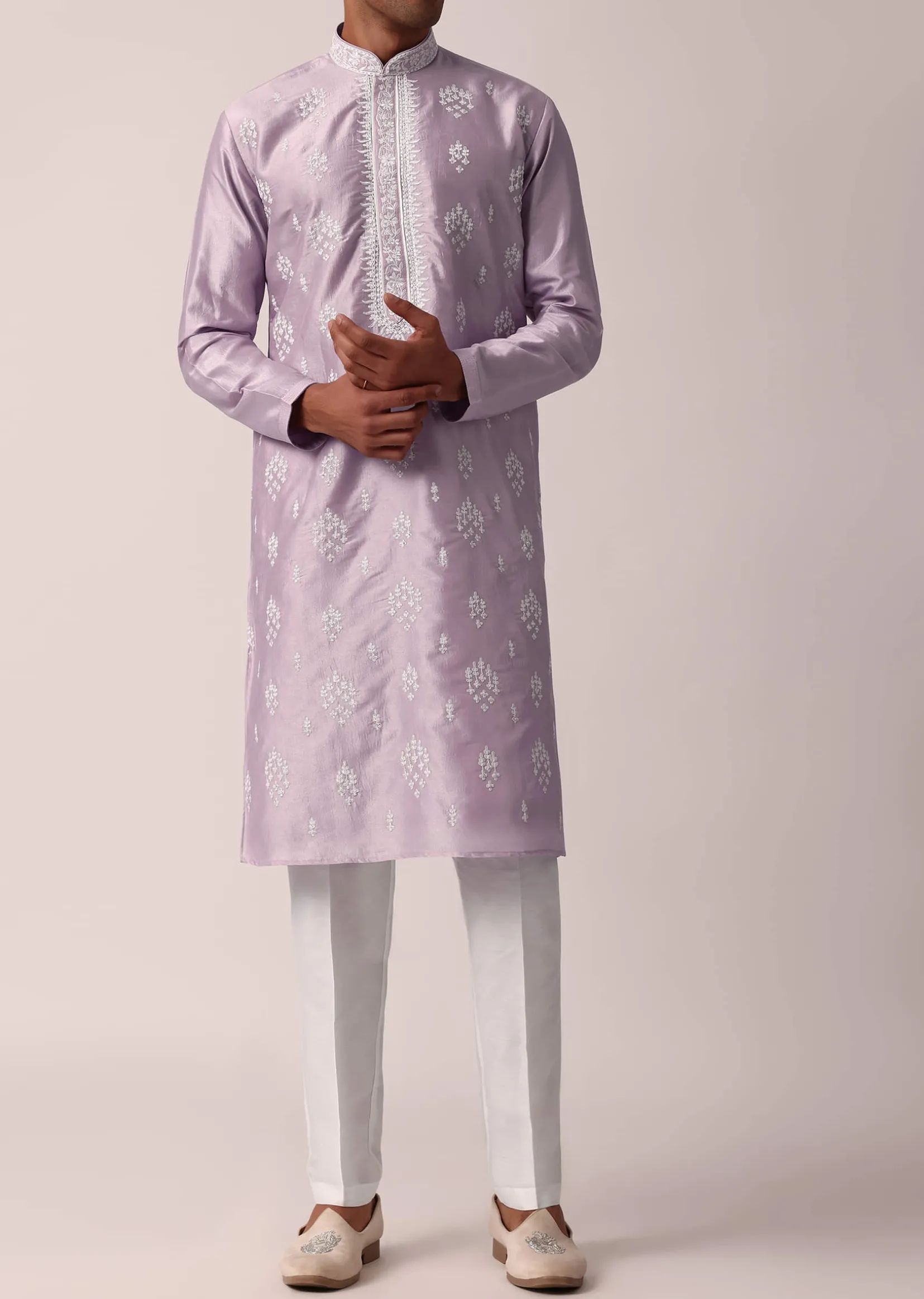 Royal Purple Silk Kurta Set With Exquisite Handwork