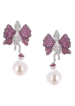 Ruby Diamond Dangler Earrings In Mix Metal