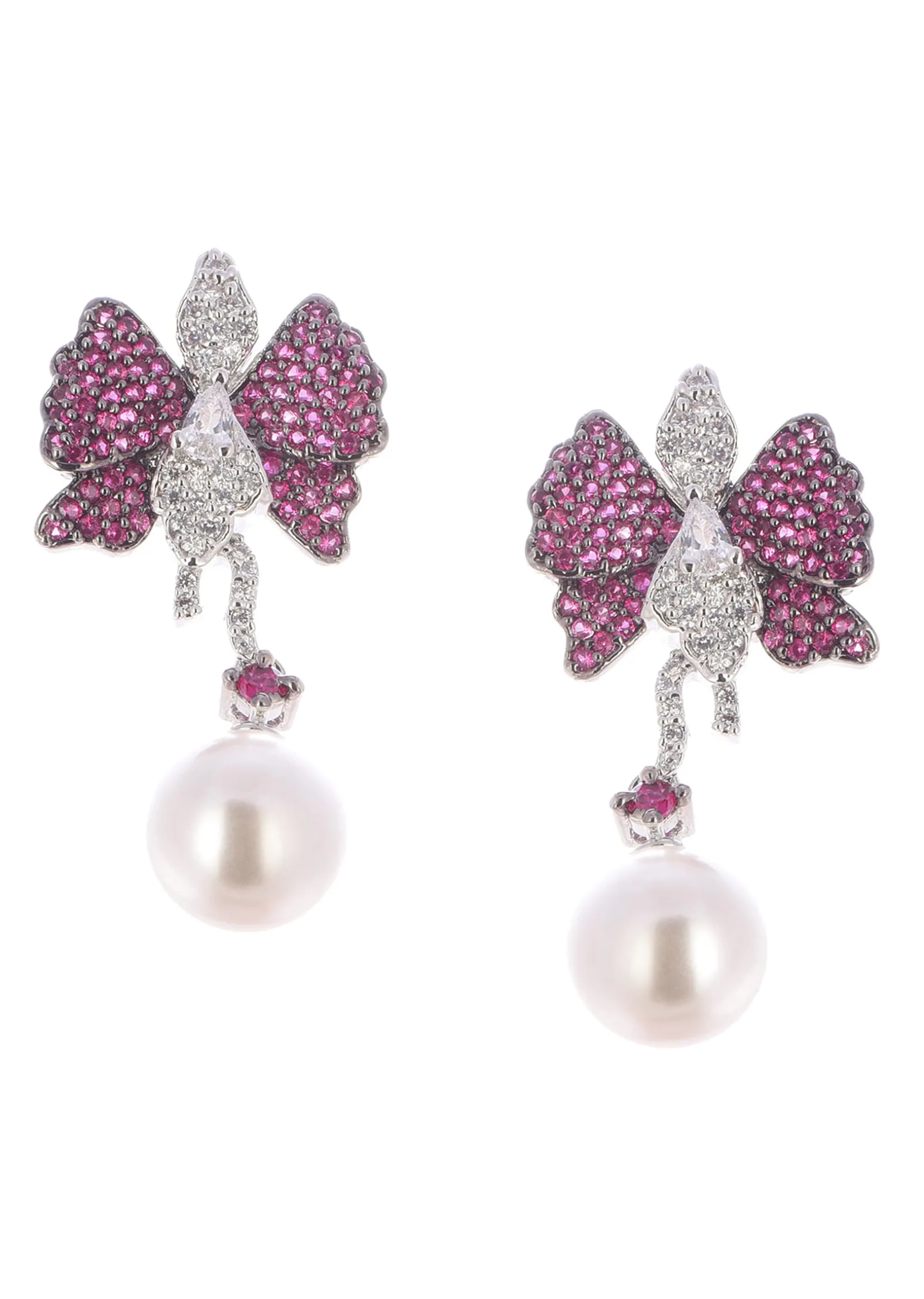 Ruby Diamond Dangler Earrings In Mix Metal