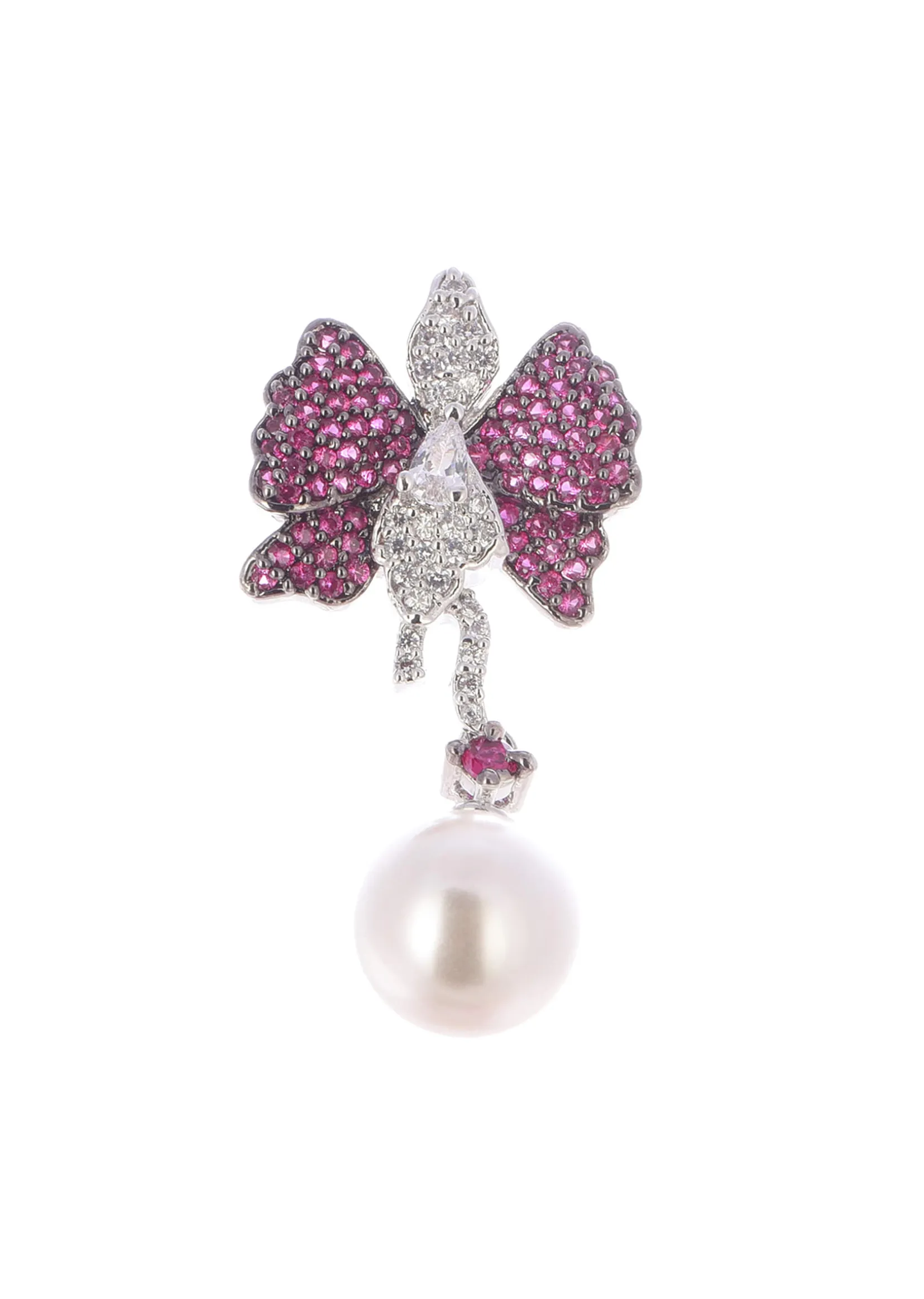 Ruby Diamond Dangler Earrings In Mix Metal