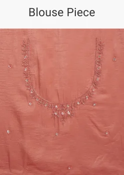 Rust Brown Crushed Tissue Cutdana And Sequin Embroidered Saree