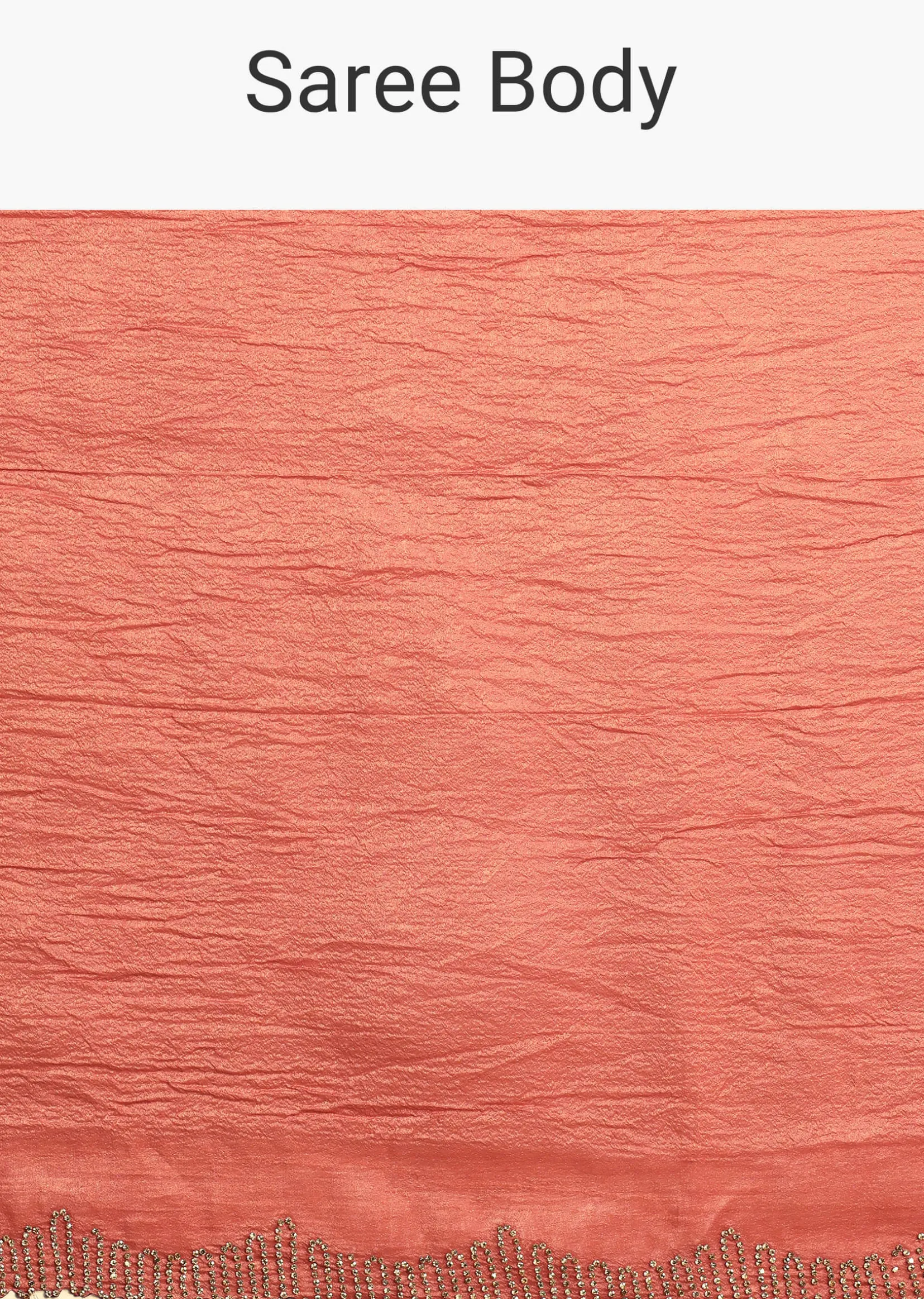Rust Pink Crushed Tissue Saree With Diamond Work Border