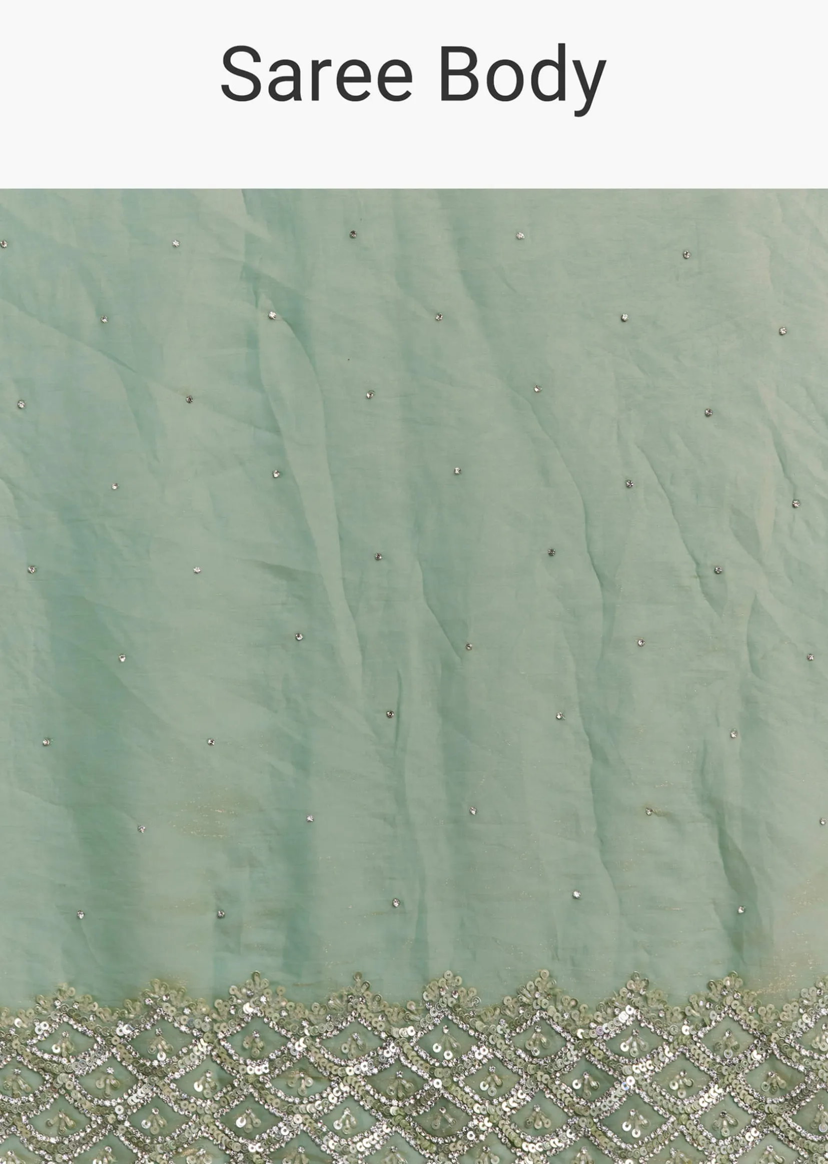 Sea Green Glass Tissue Saree With Cutdana And Stone Embroidery