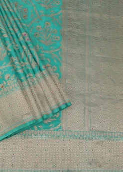 Sea Green Silk Saree With Meenakari Work In Uppada Silk