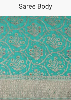 Sea Green Silk Saree With Meenakari Work In Uppada Silk