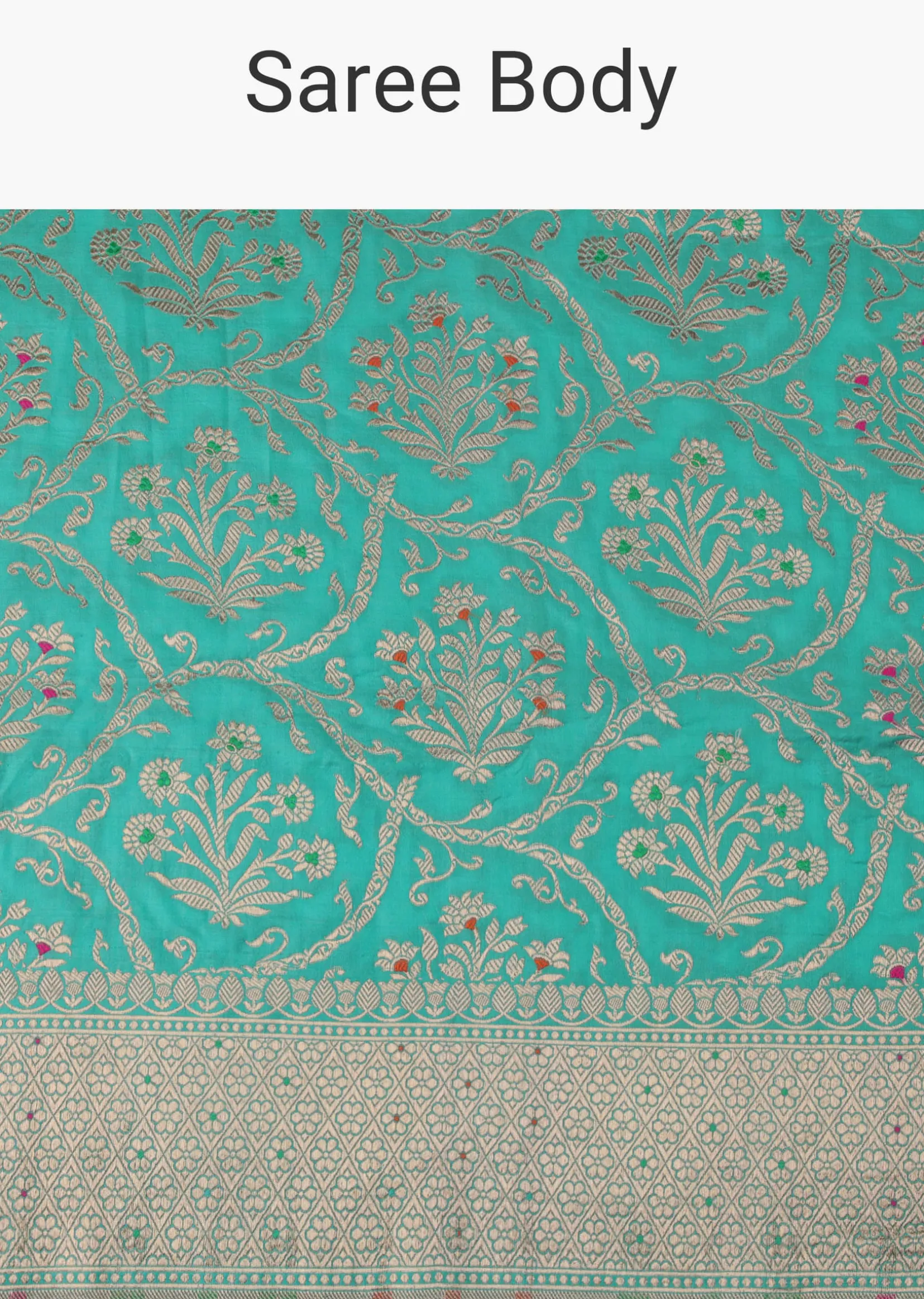 Sea Green Silk Saree With Meenakari Work In Uppada Silk