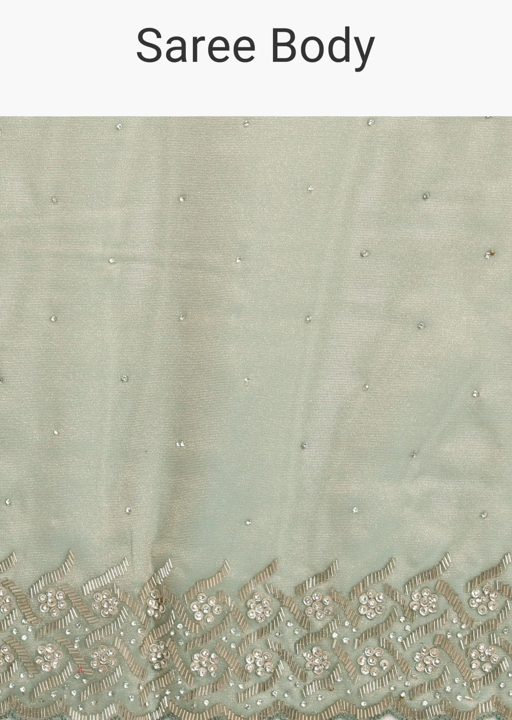 Sea Green Tissue Saree With Cutdana And Stone Embroidery