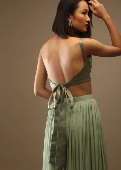 Seaspray Sleeveless Blouse With A Triangle Cut Out At The Bottom Back Tie-Up And Hooks Closure