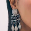 Silver And Black Finish Diamond Dangler Earrings In Mix Metal