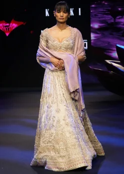 Silver Blush Pink Lehenga With Two Dupattas