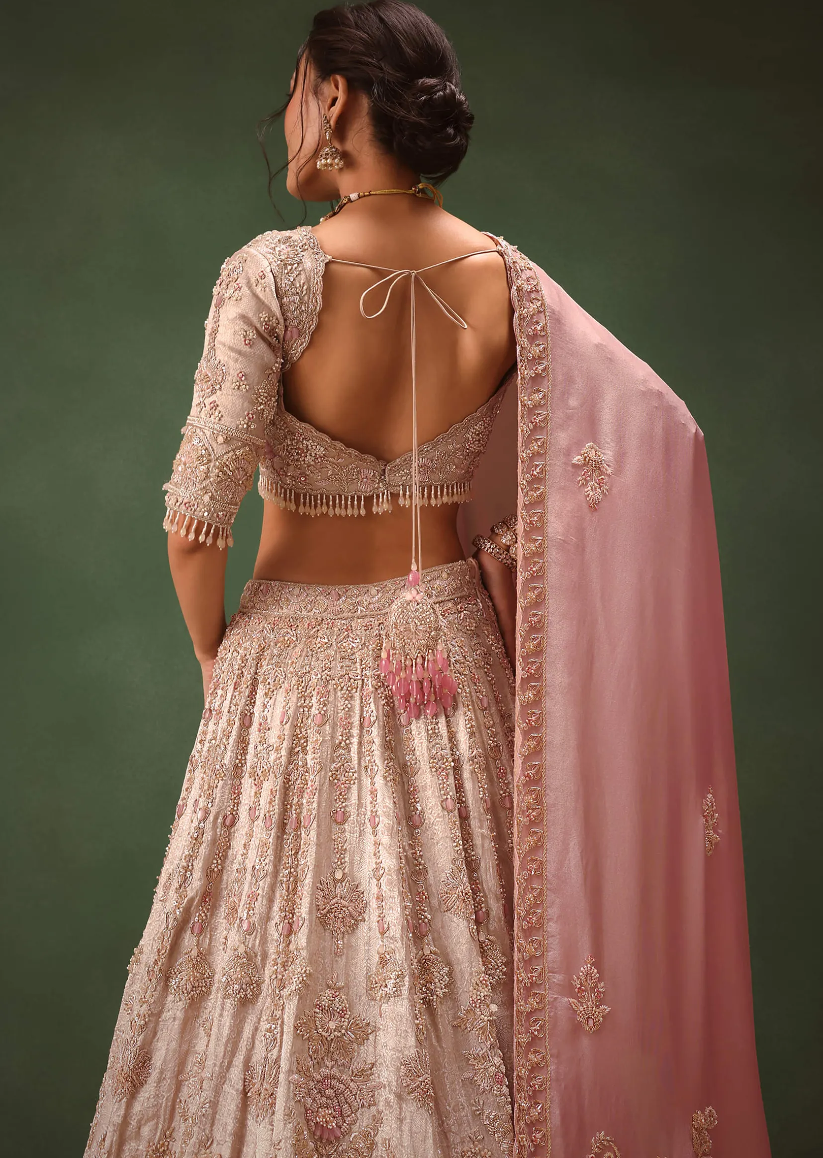 Silver Blush Pink Lehenga With Two Dupattas