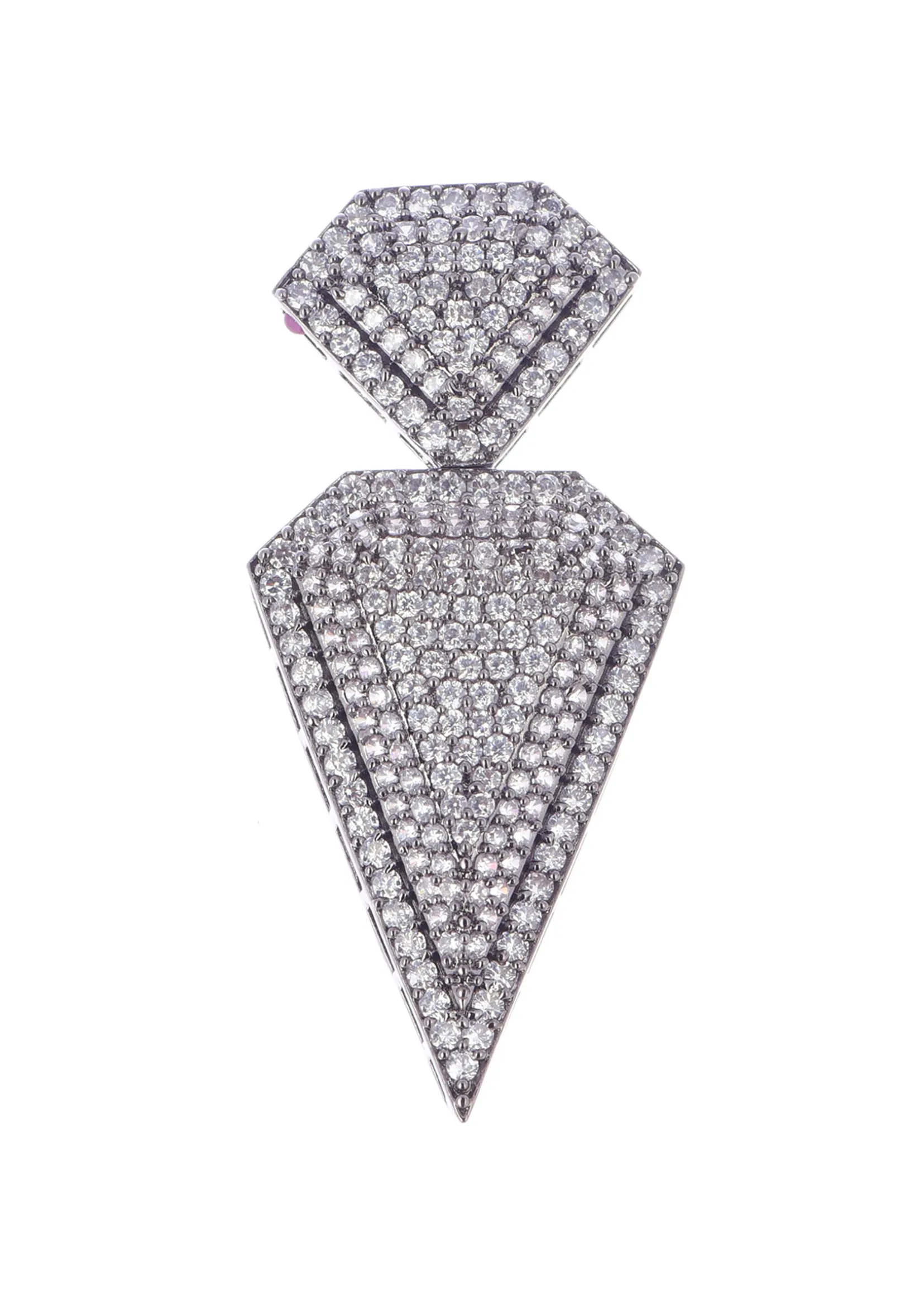 Silver Diamond Dangler Earring In Mix Metal