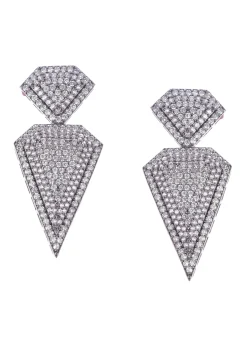 Silver Diamond Dangler Earring In Mix Metal