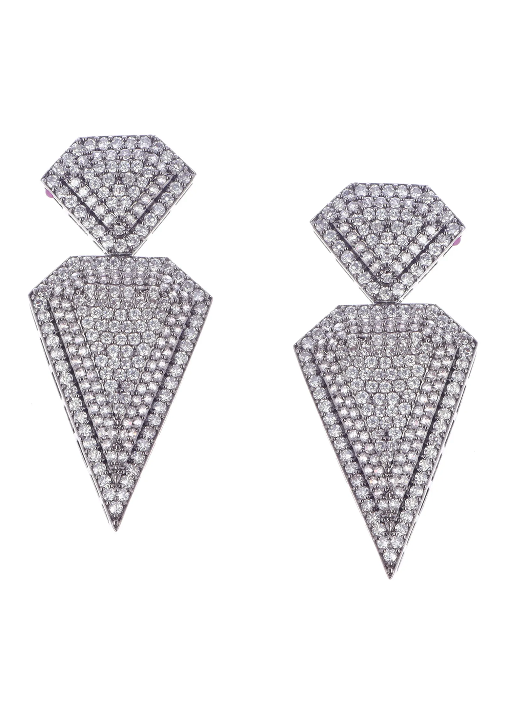 Silver Diamond Dangler Earring In Mix Metal