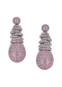 Silver Diamond Dangler Earrings In Mix Metal