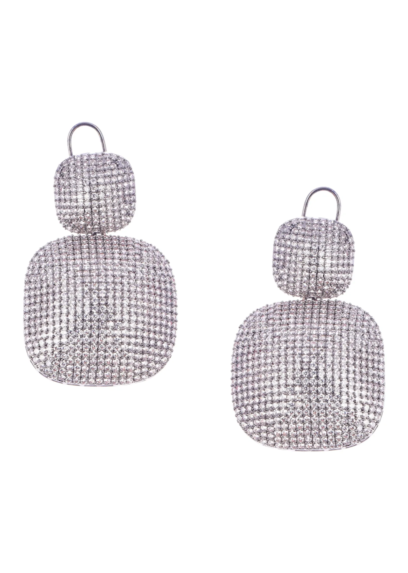 Silver Diamond Dangler Earrings In Mix Metals