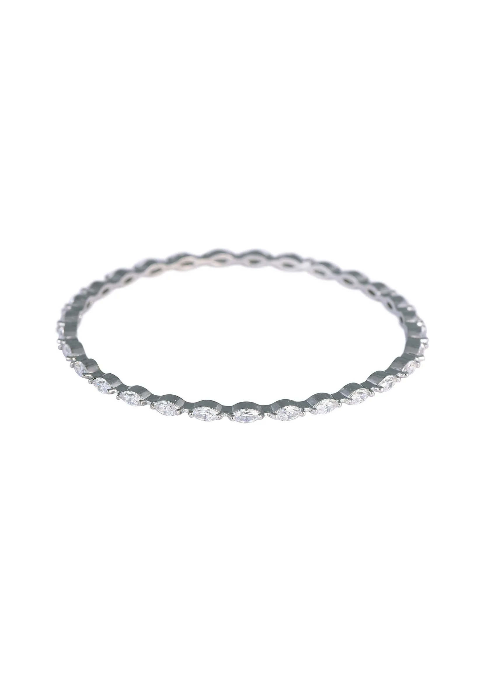 Silver Finish Linear Bangles Set of 4