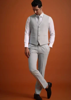Sky Blue Cutdana Work Polyester Tuxedo And Pant Set