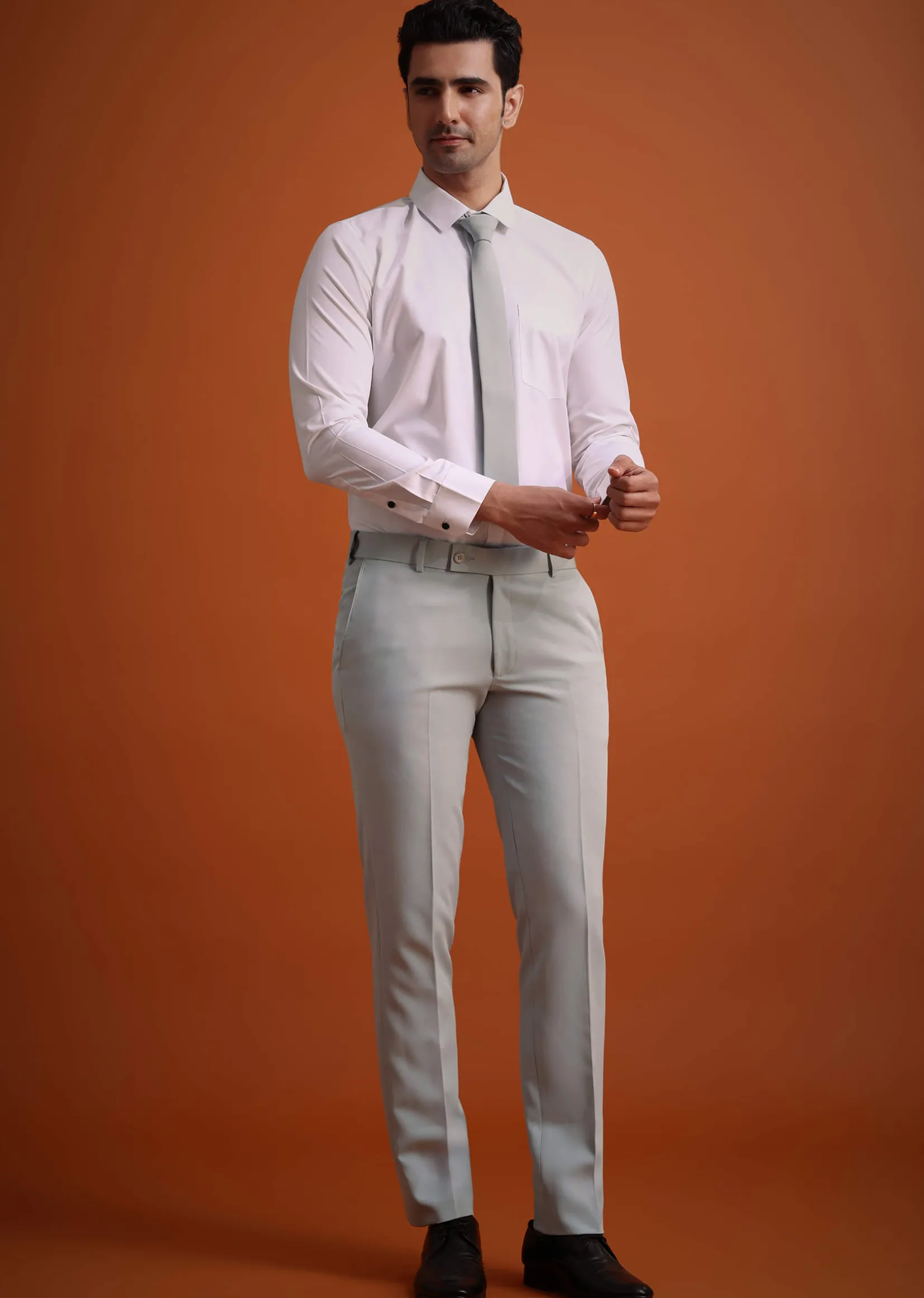 Sky Blue Cutdana Work Polyester Tuxedo And Pant Set
