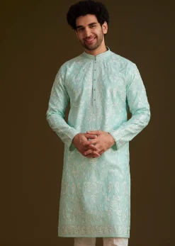 Sky Blue Embroidered Kurta Set
